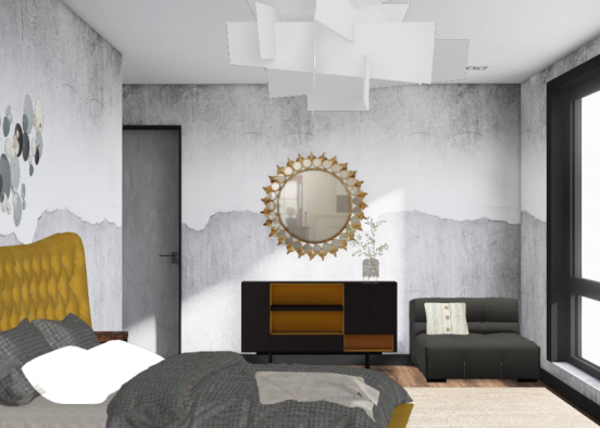 hotelroom #yellow Dark stylish Design Rendering