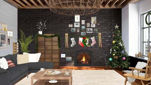 Living Room in christmas time #christmas #winter #family #plants Design Rendering