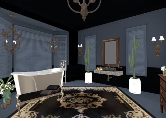 In bathroom at night in an old cattage  Design Rendering