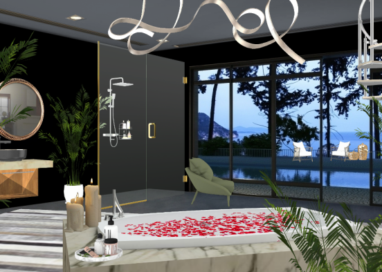 5 star hotel bathroom Design Rendering