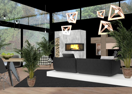Black, White, wood and 🌴 Design Rendering