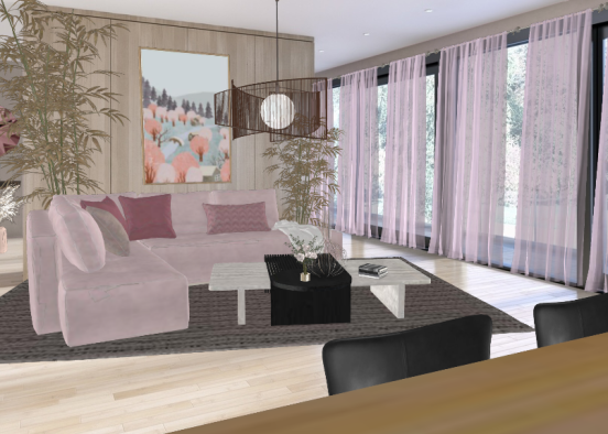 Living-dining room Design Rendering