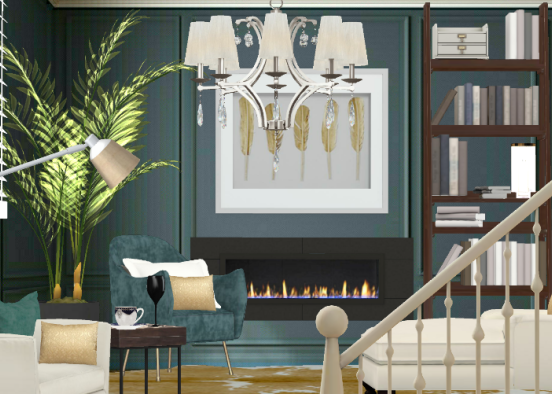 A comfortable fire place to read a good book Design Rendering