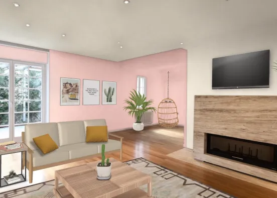 Pink living room Design Rendering