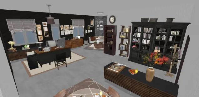 Livingroom/office space brown/grey