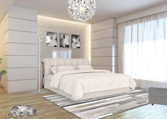 simple white bedroom  Design Rendering