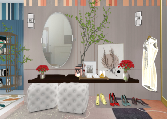 Shower and dress room corner. Design Rendering