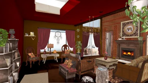 fancy warm dark red living room 