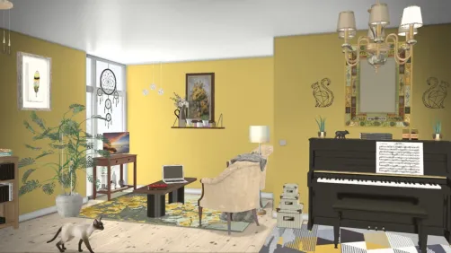 yellow and white relaxing room