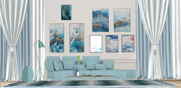 All blue living room