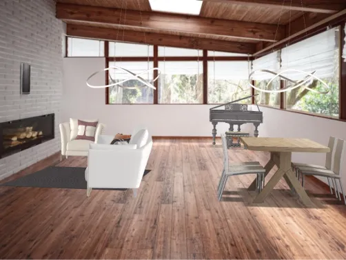 in te camp hause :dining Room and living Room