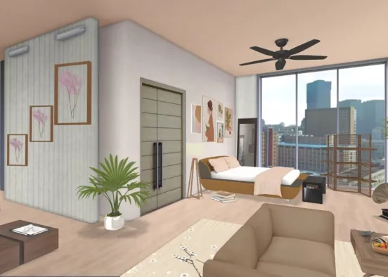 cozy soft pink chambre Design Rendering