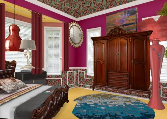 Upscale modern vintage look bedroom Design Rendering