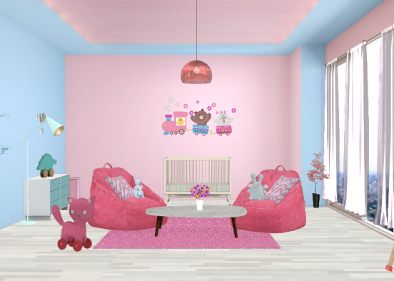 Baby blue and pink Design Rendering