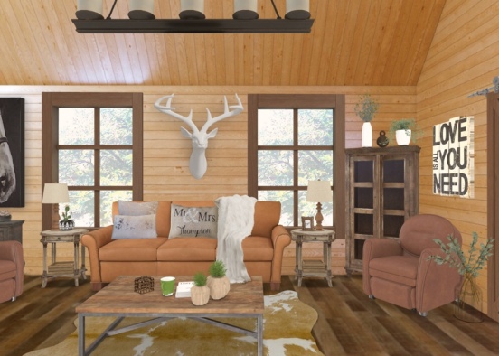 country barn house living room Design Rendering