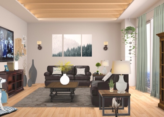 earthy apartment living room  Design Rendering