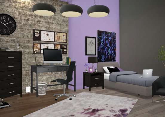 Purple and black room Design Rendering