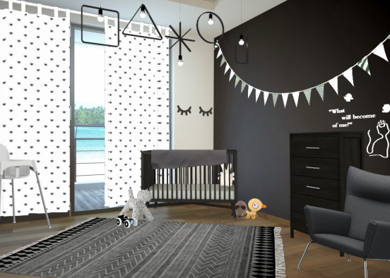 Black and white baby room Design Rendering
