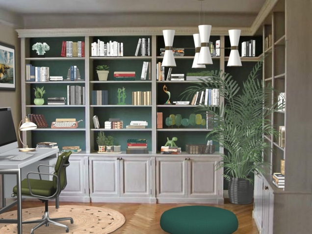 Oficina y biblioteca en casa 