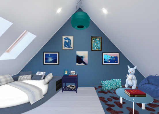 Shade of blue bedroom Design Rendering