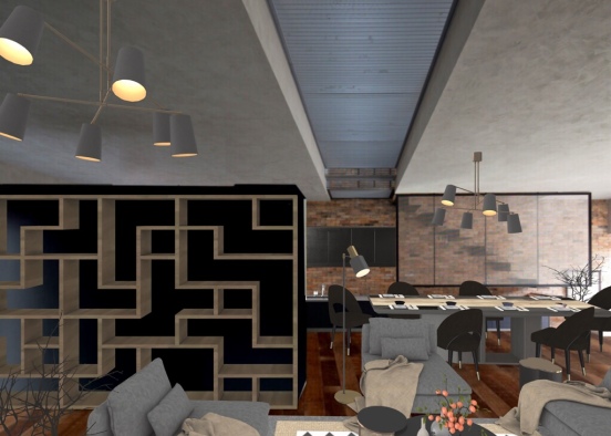 Modern eclectic open floor plan Design Rendering