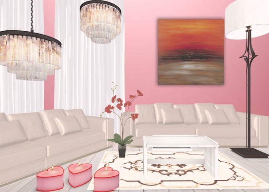 Valentine’s Day Living Room Design Rendering