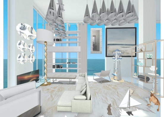 Modern Seaside Room Design Rendering