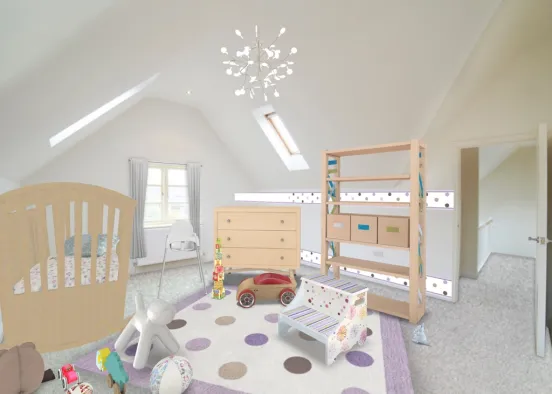 Purple-Themed Baby Bedroom Design Rendering