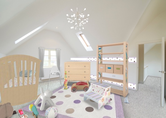 Purple-Themed Baby Bedroom Design Rendering