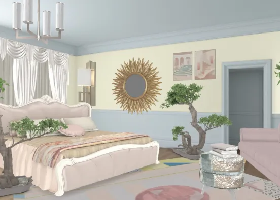 Pink Aesthetic Bedroom Design Rendering