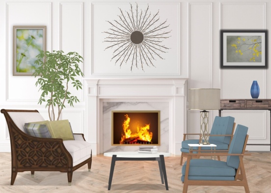 fireplace seating Design Rendering