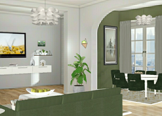 Green dining room Design Rendering