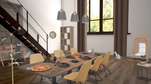 dining room black brown and yellow 