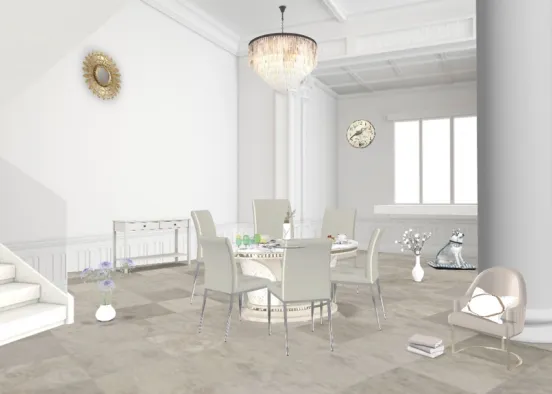 white dining room ⚪️🤍 Design Rendering