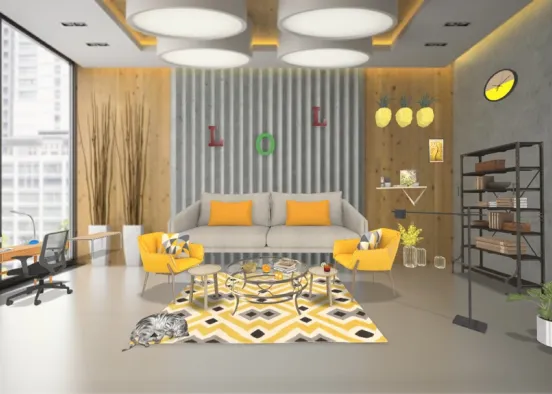 yellow living room :)  Design Rendering
