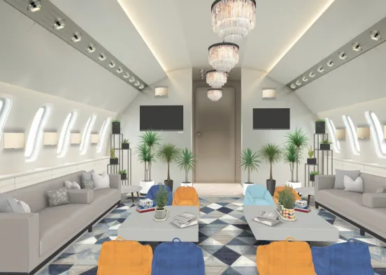 private jet living room Design Rendering