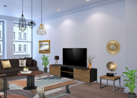 Living Room Natural With Gold Details Design Rendering