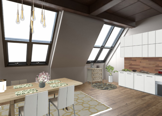 Small family kitchen Design Rendering