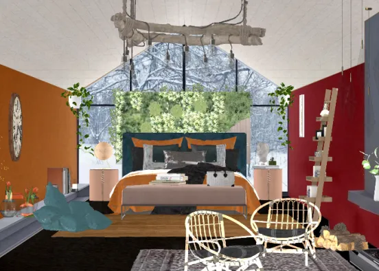 Marigold bedroom in winter ✨🧡❤️🤍 Design Rendering