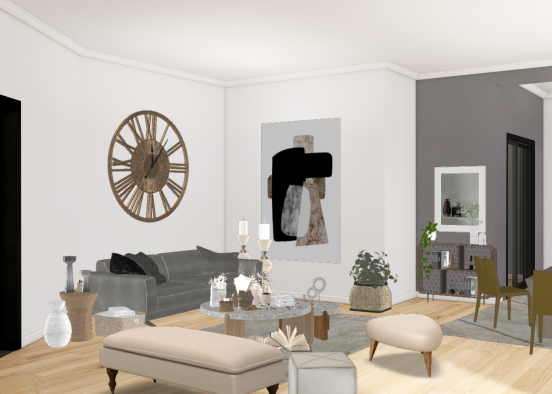 A full living room minimalist Design Rendering