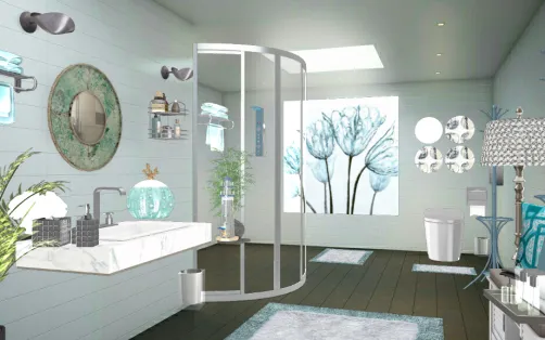 Sea-Blue bathroom decore
