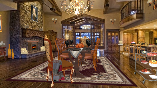 french style dinning Design Rendering