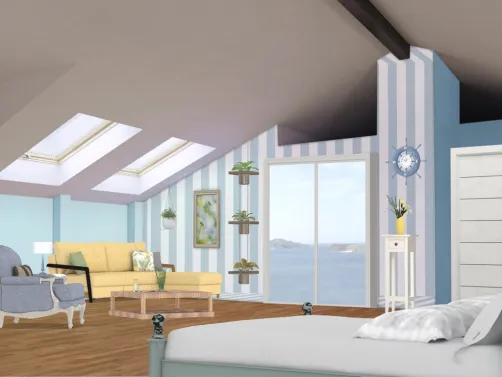Beachy Bedroom and lounge 