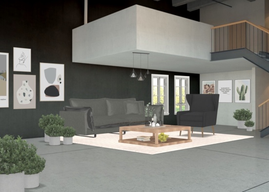 a modern living room Design Rendering