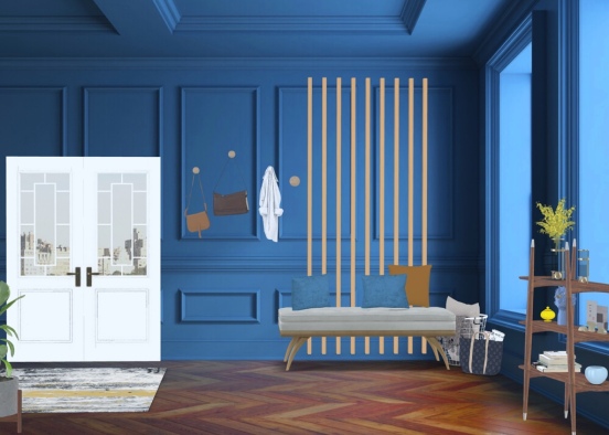hallway in blue Design Rendering