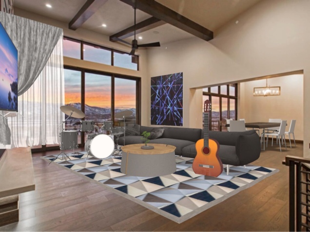 mountain widow view living room and dining room combined 
