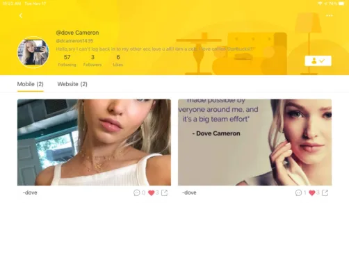 shoutout to Dove Cameron