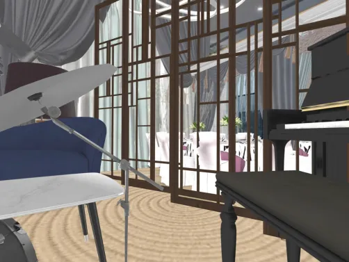 fancy restaurant and a fancy lobby 