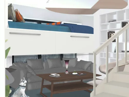 tiny house Corner bedroom and living room 