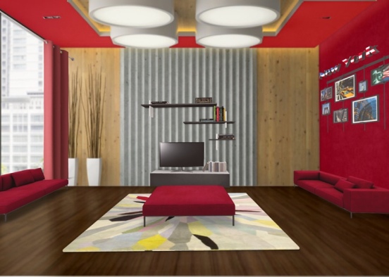 salotto rosso Design Rendering